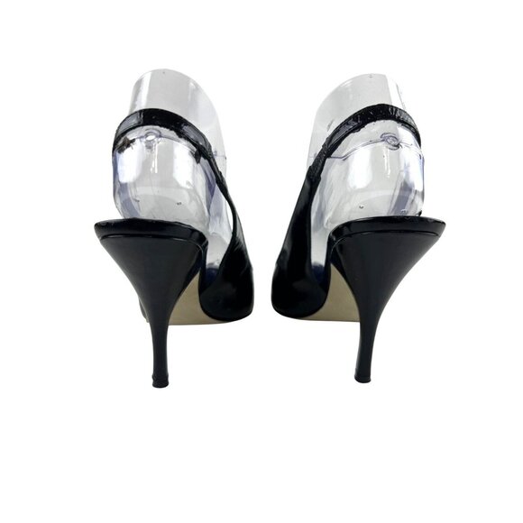 Enzo Angiolini Black Patent Leather Preppy Classic Chic Slingback Stilettos 7.5M - Picture 7 of 15